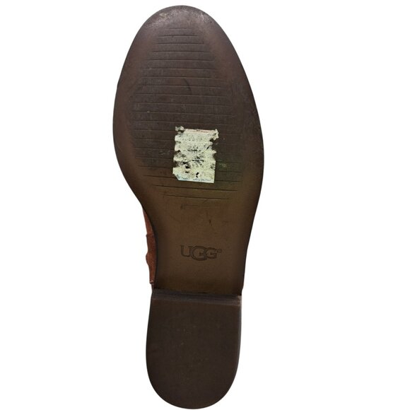 UGG Womens Brown Suede Tall Boots 7.5 Leather Upper Side Zip Classic Riding - Picture 8 of 12